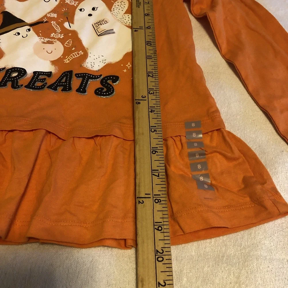 Carter's Halloween Orange Shirt Ghost Scene Trick-Or-Treat Kids 8/8A New W/Tag